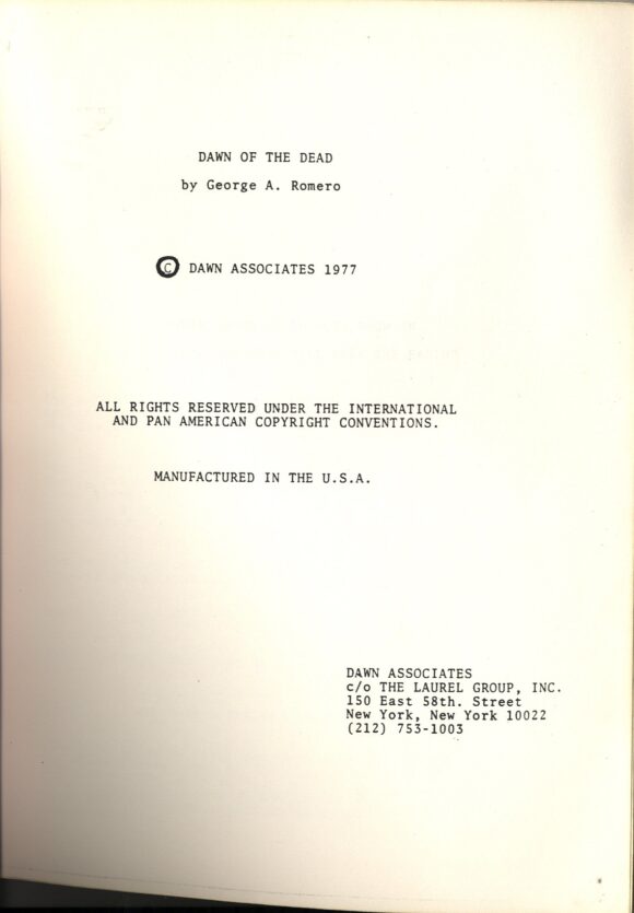 DAWN OF THE DEAD (1977) Final Shooting script by George Romero - Image 2