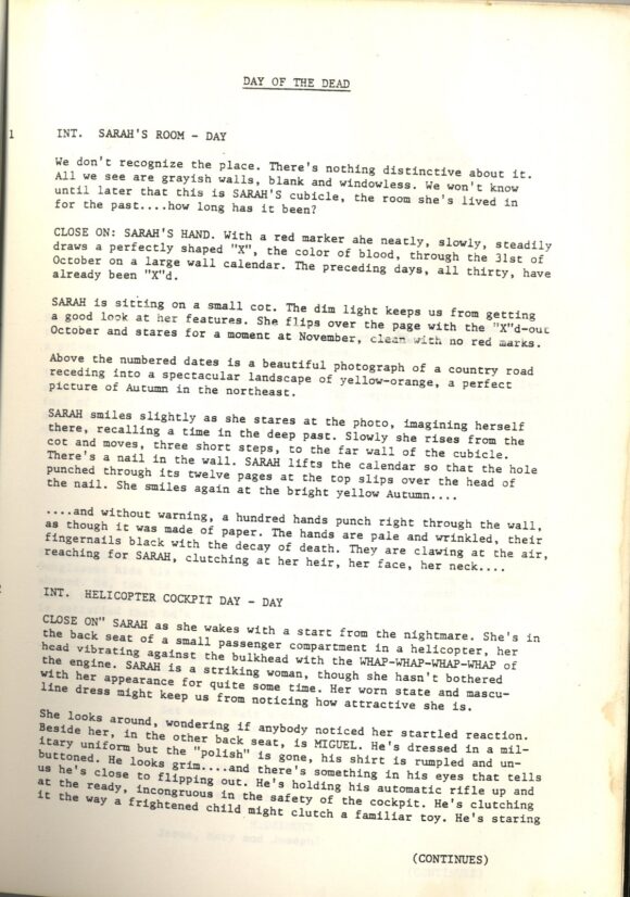 DAY OF THE DEAD (ca. 1984) Third version 2nd draft script by George Romero - Image 3