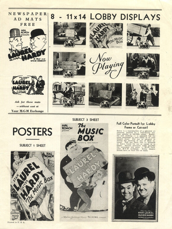 LAUREL AND HARDY / THE MUSIC BOX (1932) Pressbook - Image 3