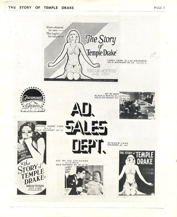 STORY OF TEMPLE DRAKE, THE (1933) UK pressbook - Image 2