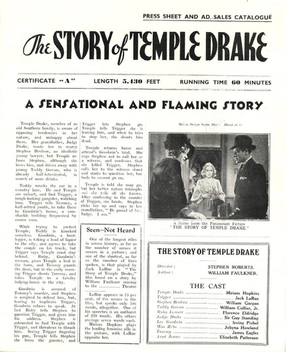 STORY OF TEMPLE DRAKE, THE (1933) UK pressbook - Image 3