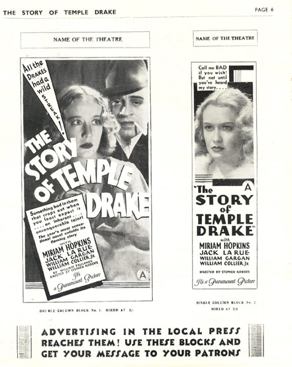 STORY OF TEMPLE DRAKE, THE (1933) UK pressbook - Image 4