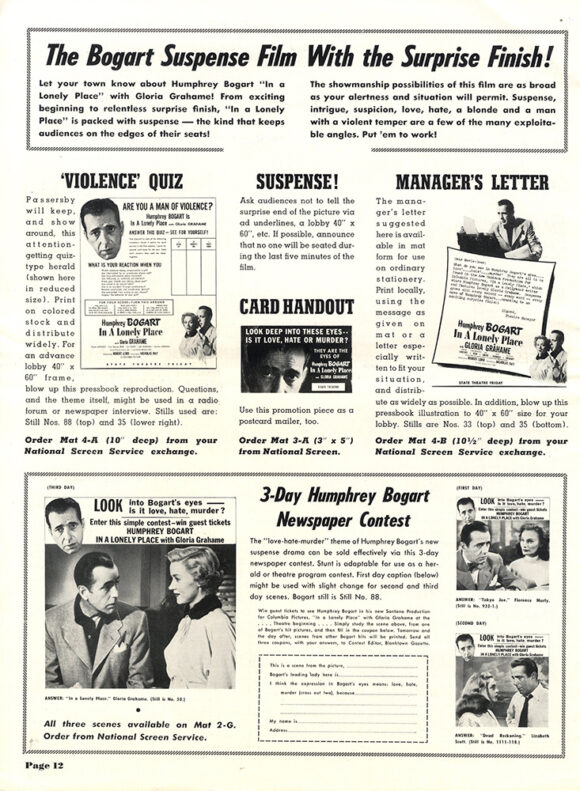 In a Lonely Plave (1950) Campaign book / pressbook