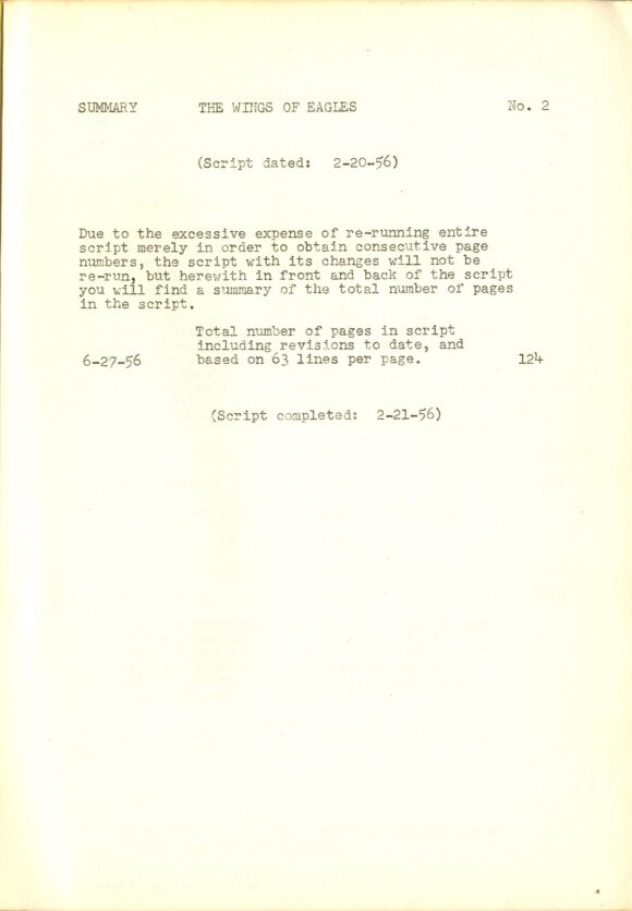 WINGS OF EAGLES, THE (1957) Two variant film scripts - Image 2