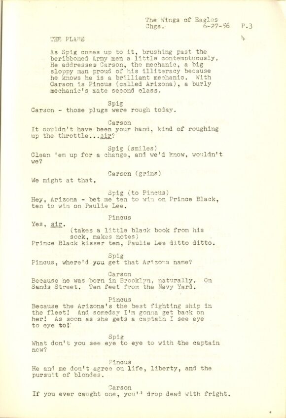 WINGS OF EAGLES, THE (1957) Two variant film scripts - Image 3