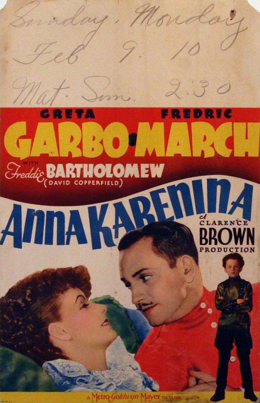 ANNA KARENINA (1935) Window card poster