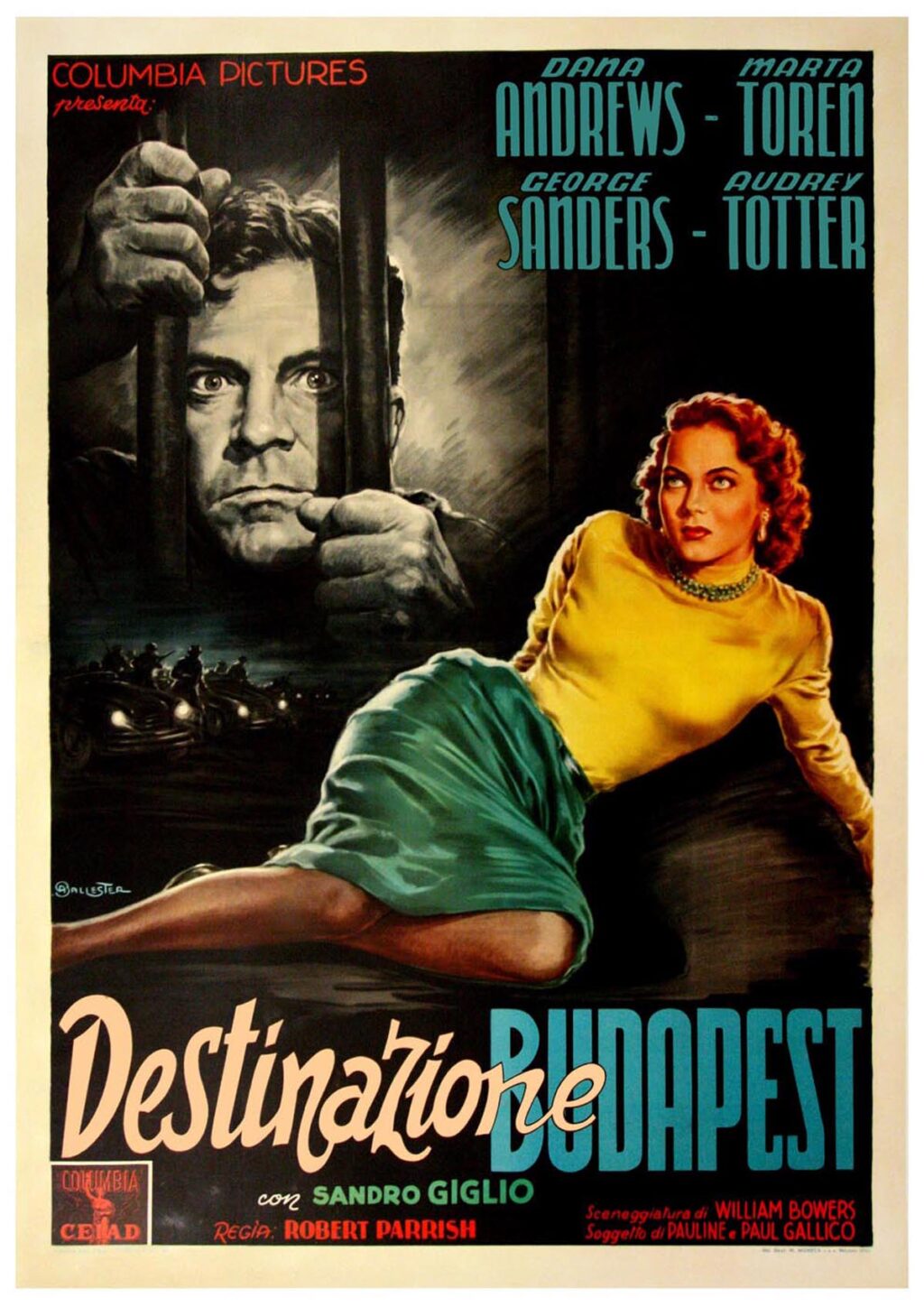 DESTINAZIONE BUDAPEST [ASSIGNMENT: PARIS] (1952) Italian quattro foglio poster by Anselmo Ballester