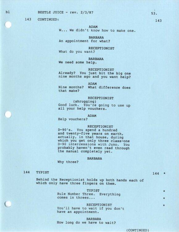 BEETLEJUICE (1988) Second draft script by Warren Skaaren, Michael McDowell, Feb. 3, 1987