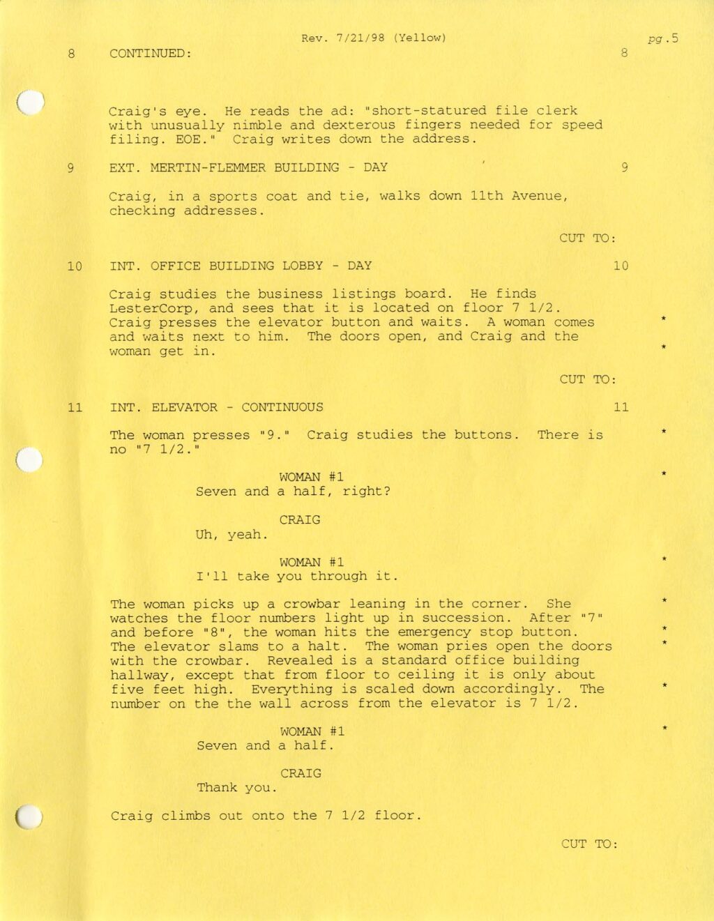 BEING JOHN MALKOVICH (1999) Fourth draft script by Charlie Kaufman, 1/22/98