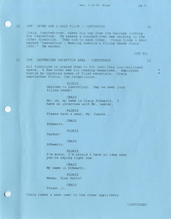 BEING JOHN MALKOVICH (1999) Fourth draft script by Charlie Kaufman, 1/22/98