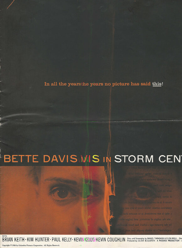 BETTE DAVIS IN STORM CENTER [ART BY SAUL BASS] PRESSBOOK (1956)