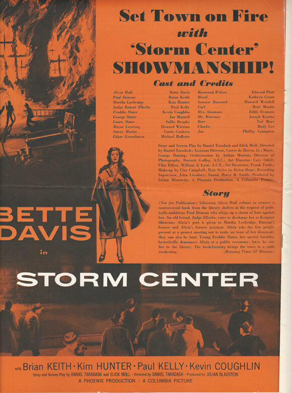 BETTE DAVIS IN STORM CENTER [ART BY SAUL BASS] PRESSBOOK (1956)