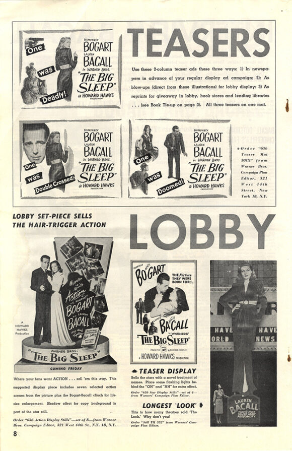 BIG SLEEP, THE (1946) Pressbook