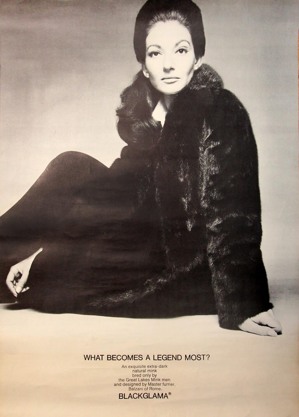 MARIA CALLAS / BLACKGLAMA POSTER (ca. 1970)