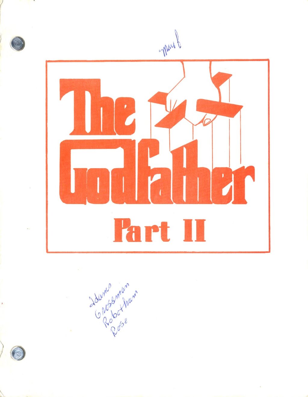 GODFATHER PART II, THE (1974) Screenplay by Mario Puzo and Francis Ford Coppola SECOND DRAFT September 24, 1973