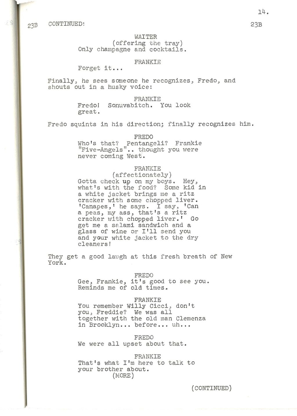 GODFATHER PART II, THE (1974) Screenplay by Mario Puzo and Francis Ford Coppola SECOND DRAFT September 24, 1973