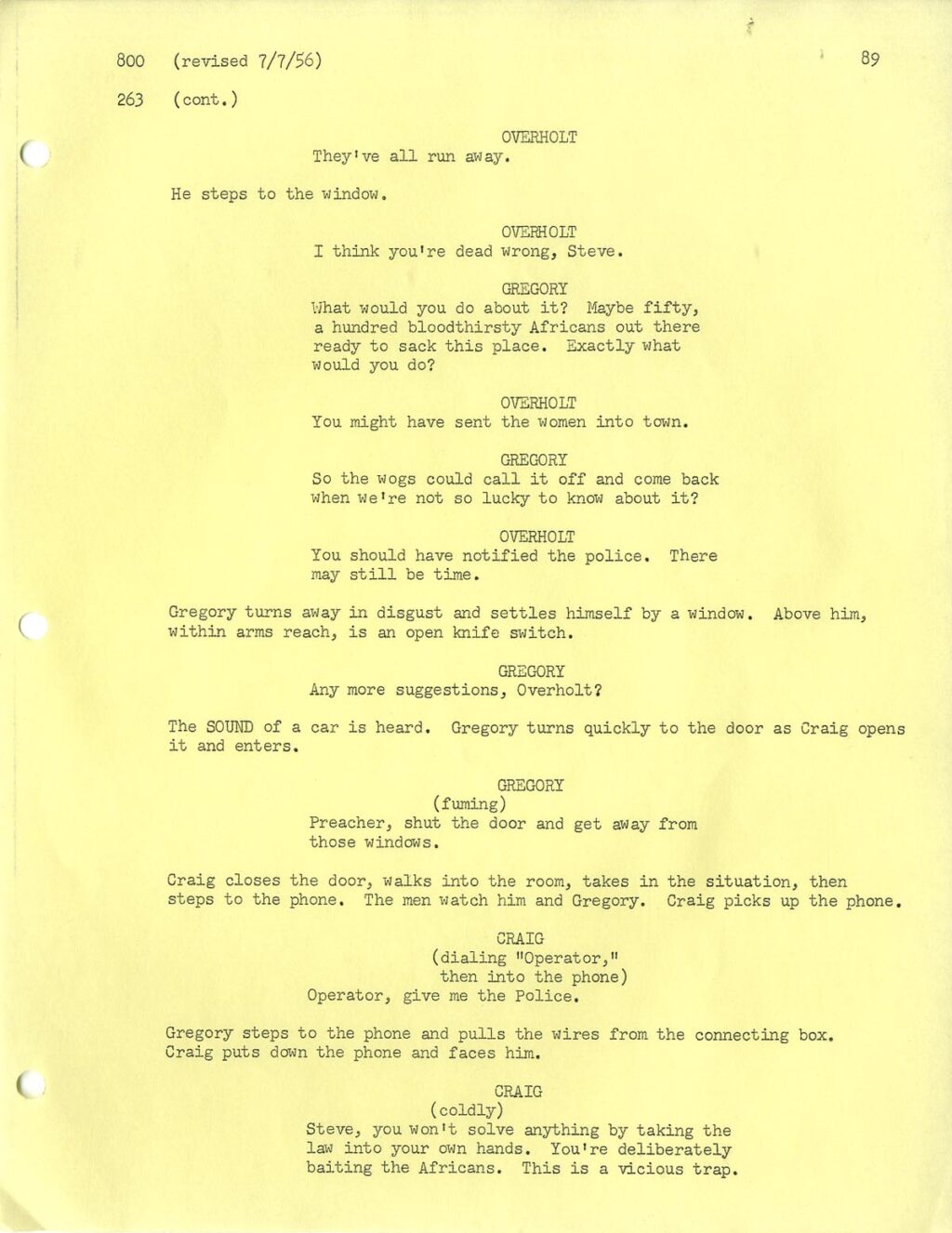 MARK OF THE HAWK [THE HAWK] (1957) Final draft script, 1956