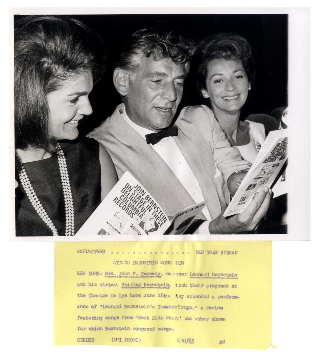 JACKIE KENNEDY, LEONARD BERNSTEIN (1965)