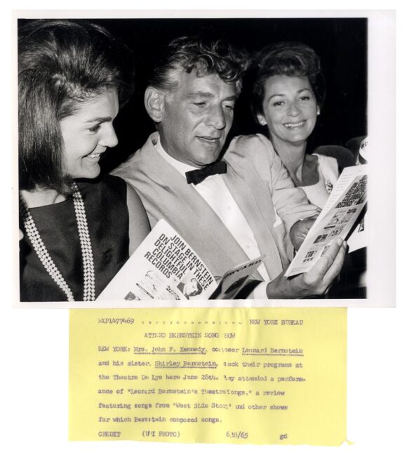 JACKIE KENNEDY, LEONARD BERNSTEIN (1965)