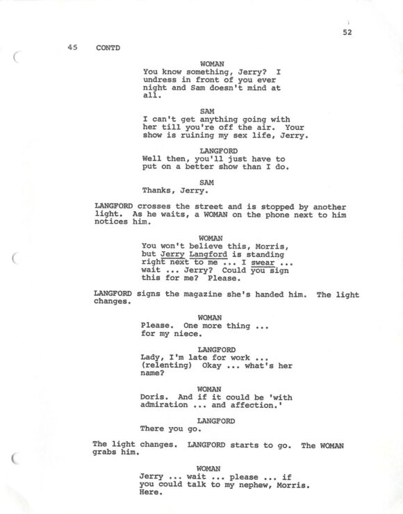 KING OF COMEDY, THE (1983) Final draft script by Paul D. Zimmerman, ca. 1981