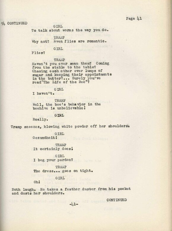 LIMELIGHT (1952) Undated shooting script by Charles Chaplin