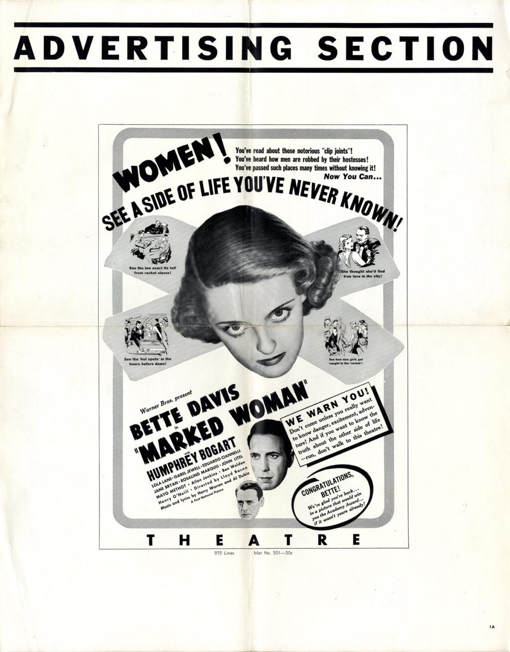 BETTE DAVIS IN MARKED WOMAN / PRESSBOOK (1937)