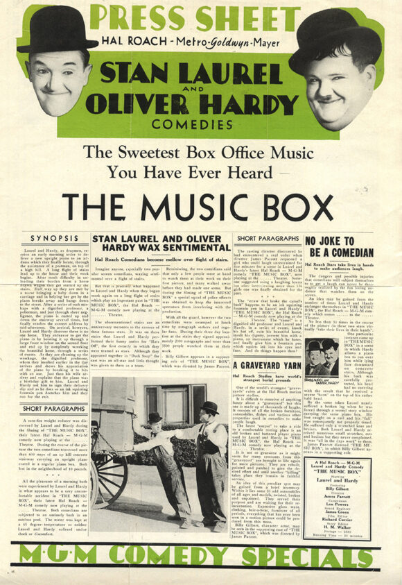 LAUREL AND HARDY IN THE MUSIC BOX/PRESSBOOK (1932)