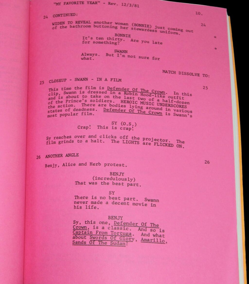 MY FAVORITE YEAR (1981) Revised Final Draft script by Norman Steinberg