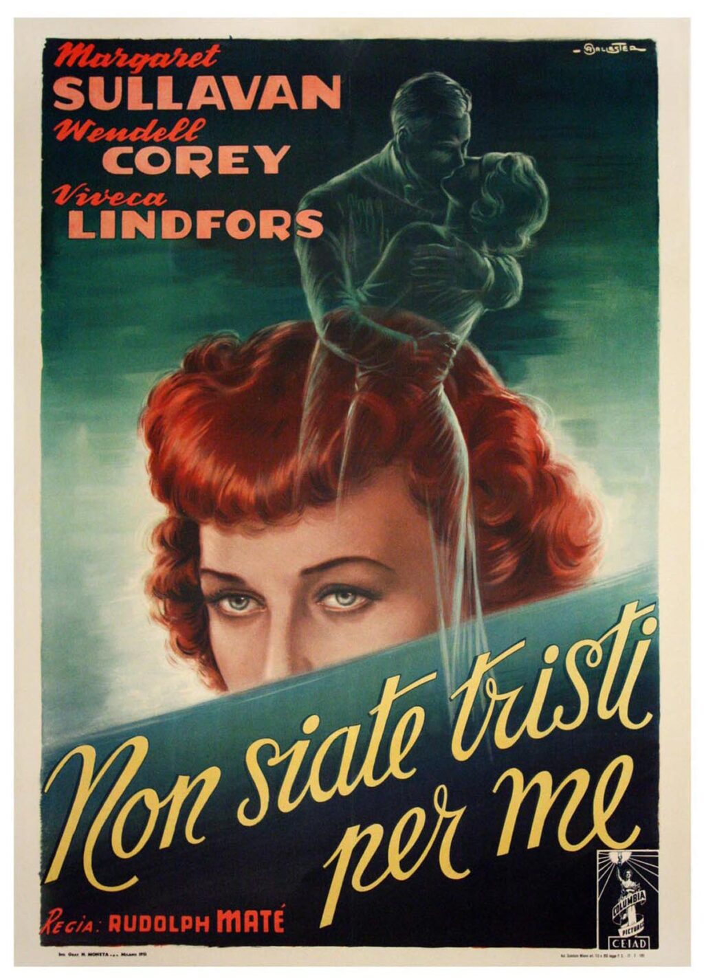 NON SIATE TRISTI PER ME [NO SAD SONGS FOR ME] (1950) Italian due foglio poster by Anselmo Ballester