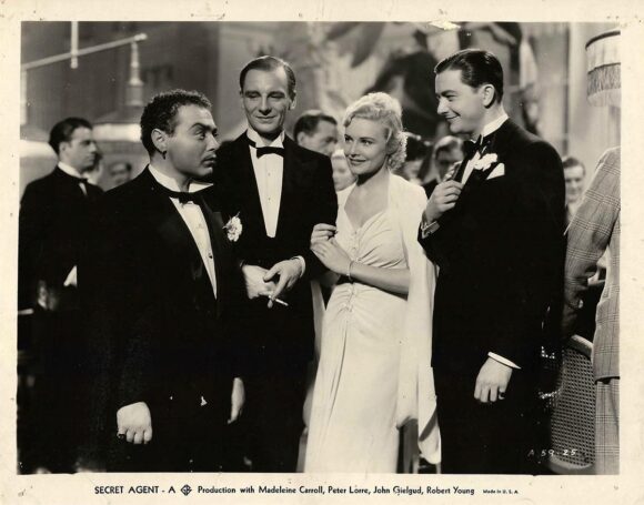 SECRET AGENT (1936) Photo of Lorre, Gielgud, Carroll, Young