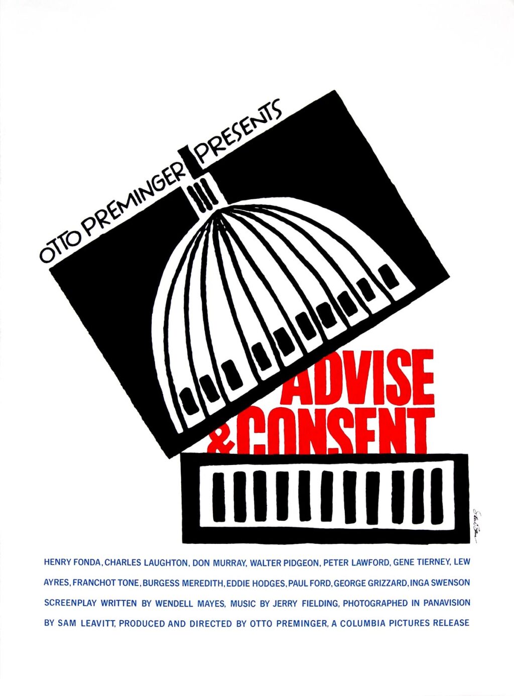 SAUL BASS SILKSCREEN / ADVISE AND CONSENT (1962)