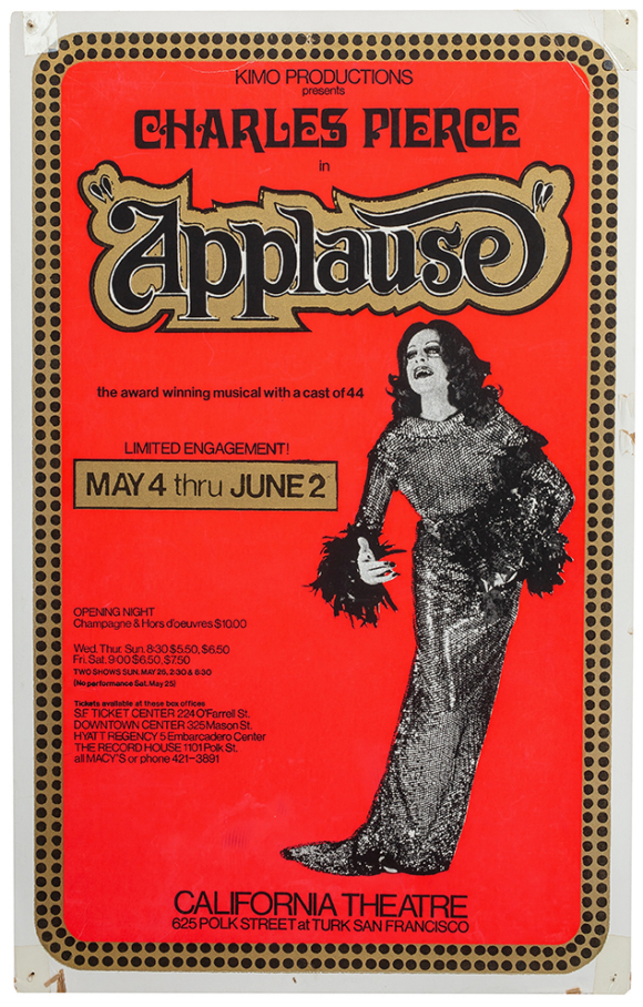 CHARLES PIERCE I APPLAUSE (1974) Theatre window card poster