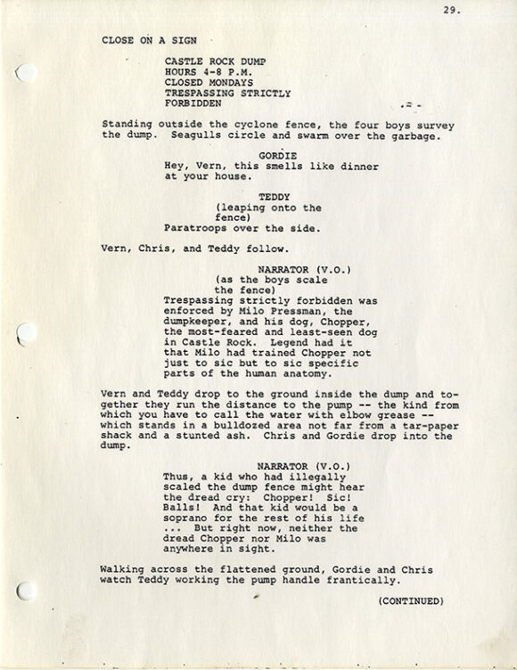 BODY, THE [original title for STAND BY ME] (Feb 20, 1985) Screenplay by Raynold Gideon, Bruce A. Evans - Image 3