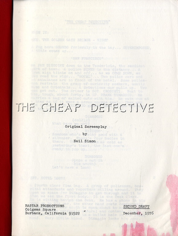 CHEAP DETECTIVE, THE (1978) Second draft film script dated Dec 1976 - Image 2