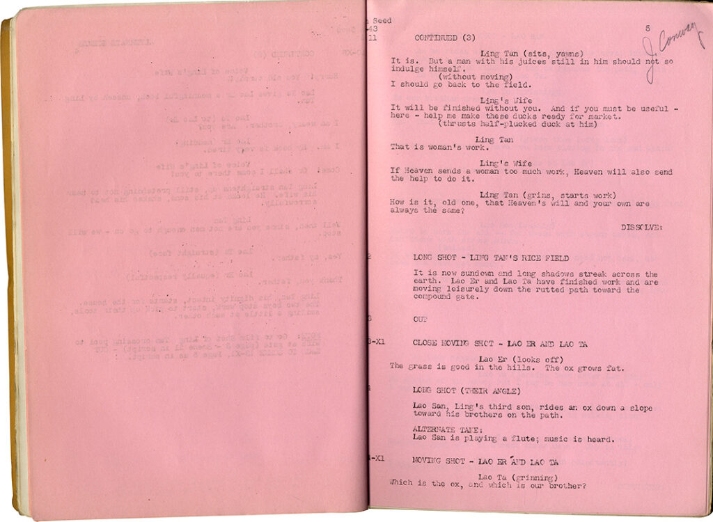 DRAGON SEED (Aug 13, 1943) Revised film script by Marguerite Roberts for Pearl S. Buck adaptation