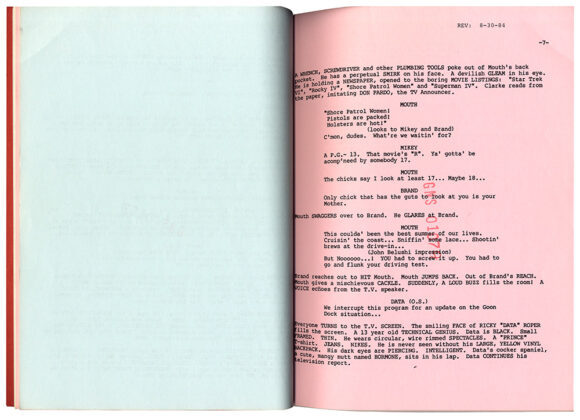 GOONIES, THE (1985) Revised 4th draft film script dated Sep 7, 1984 - Image 2