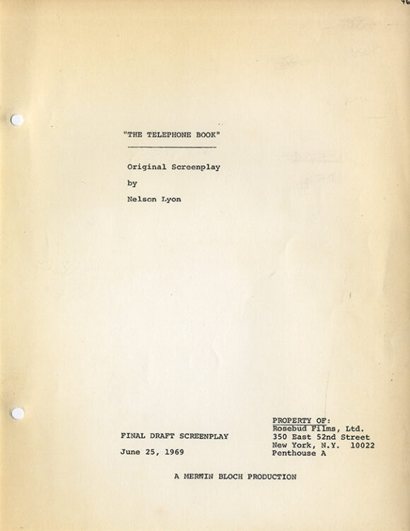 TELEPHONE BOOK, THE (Jun 25, 1969) Final draft screenplay - Image 2