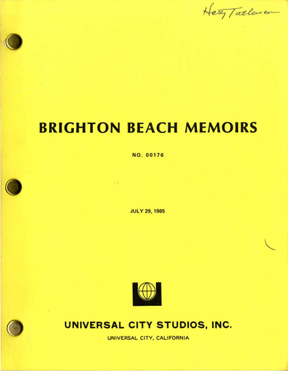 BRIGHTON BEACH MEMOIRS (1986) Fourth draft film script dated Jul 29, 1985