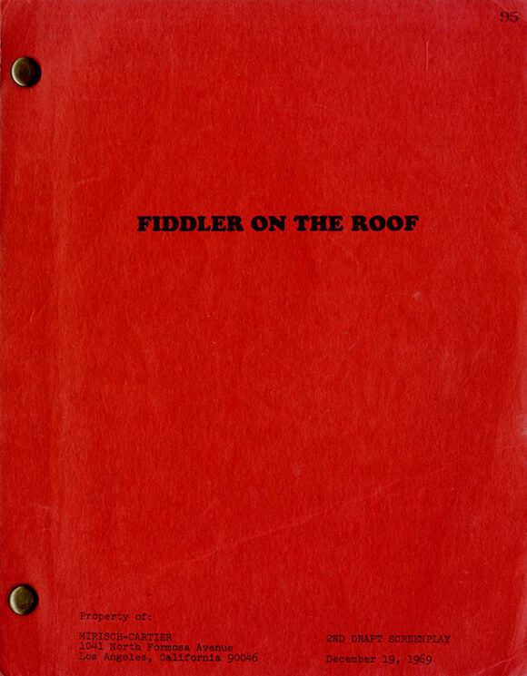 FIDDLER ON THE ROOF (1971) Second Draft film script signed by screenwriter