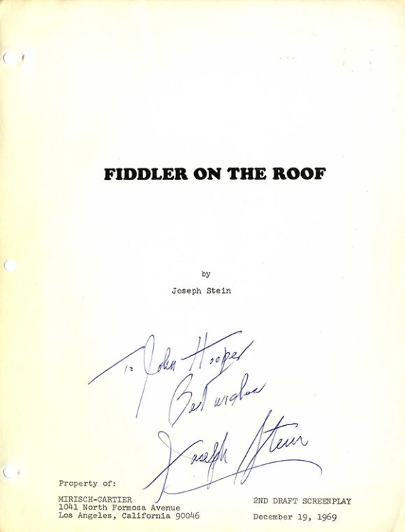 FIDDLER ON THE ROOF (1971) Second Draft film script signed by screenwriter - Image 2