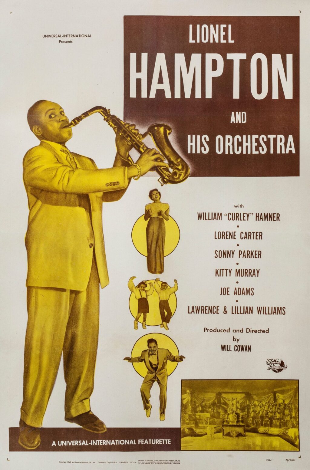 LIONEL HAMPTON AND HIS ORCHESTRA (1949) One sheet poster