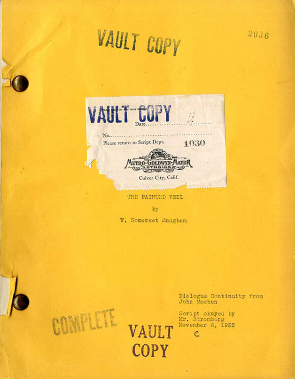 PAINTED VEIL, THE (1934) Shooting script dated Nov 8, 1933