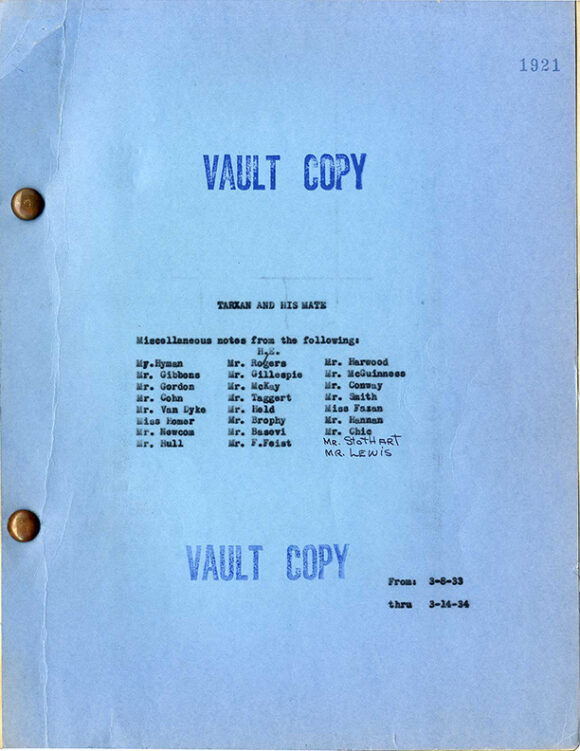 TARZAN AND HIS MATE (!934) Film script by Frank R. Adams - Image 3