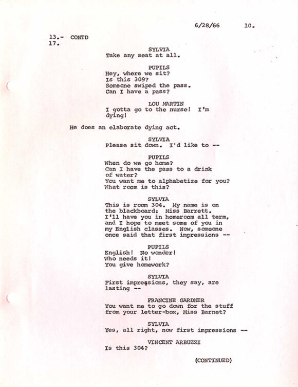 UP THE DOWN STAIRCASE (1967) Final script dated Jun 28, 1966 - Image 3