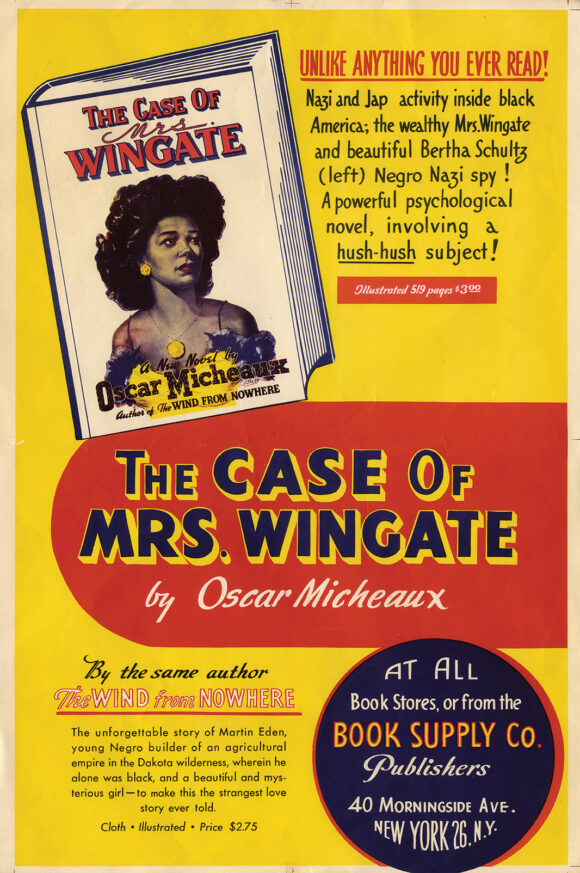 CASE OF MRS. WINGATE, THE [1944] Book store poster for Oscar Michaeux novel