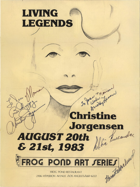 CHRISTINE JORGENSEN Los Angeles: Frog Pond Restaurant, 1983.