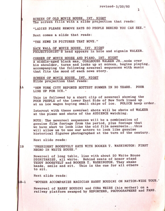 RAGTIME (1981) film script by Michael Weller dated Jun. 16, 1980