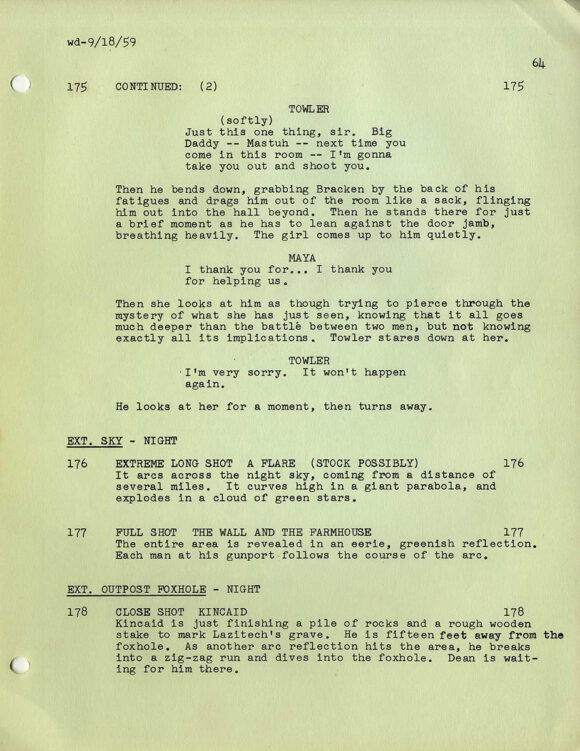 ALL THE YOUNG MEN (Sep 15, 1959) Revised Final Draft script by Hall Bartlett