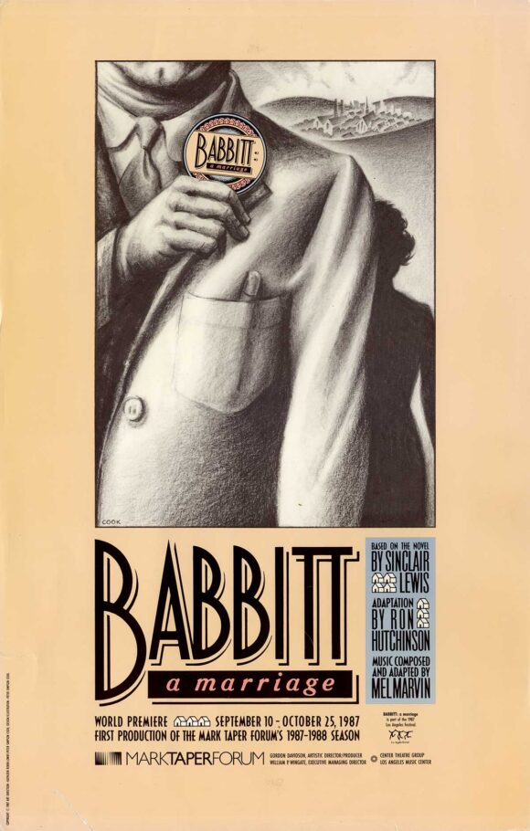 BABBITT: A MARRIAGE (1987) Theatre window card poster