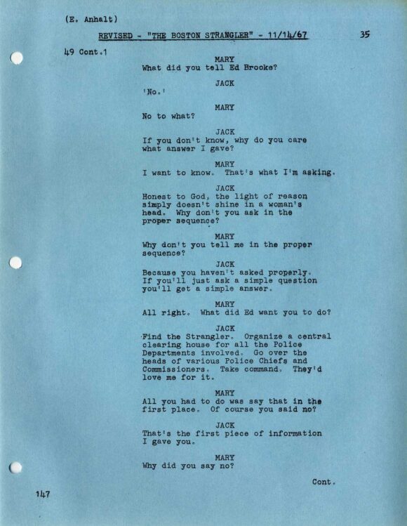 BOSTON STRANGLER, THE (Nov 7, 1967) Revised 2nd Draft screenplay by Edward Anhalt - Image 3